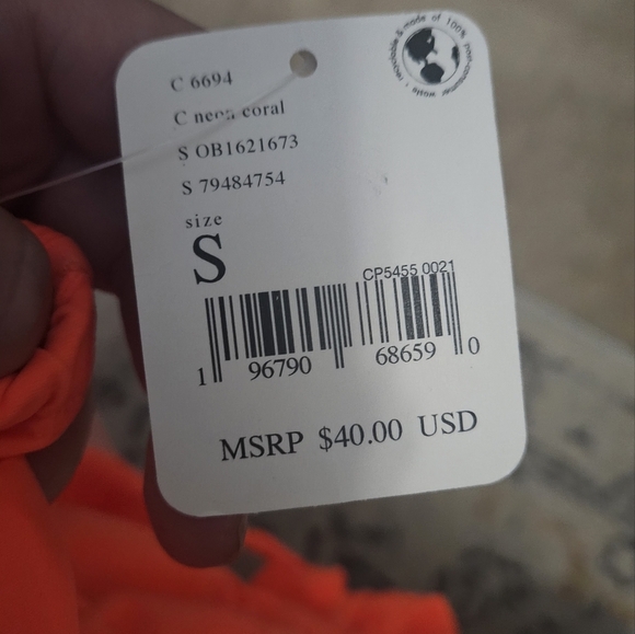 FREE PEOPLE FP Movement Shirr Enough Tank Neon Coral. Size Small NWT - Picture 5 of 9